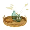 QUVIO Dienblad met handvaten rond - 28 cm - Rotan