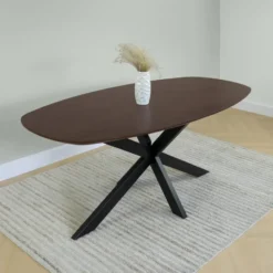 QUVIO Eettafel Sofia - Deens ovaal - 180x90 cm - FSC - Walnoot bruin