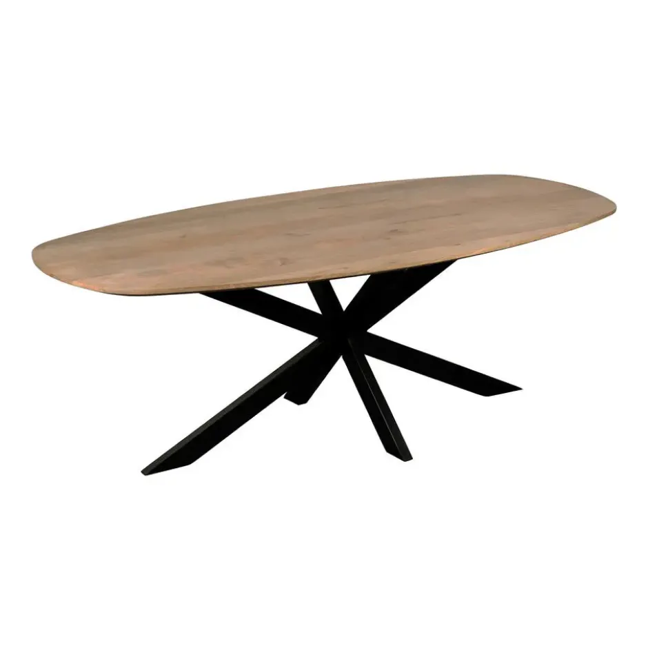 QUVIO Eettafel Sofia– Deens ovaal – 180x90 cm – Kruispoot – Naturel