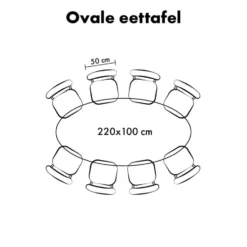 QUVIO Eettafel Sofia – Ovaal – 220x100 cm – Kruispoot – Zwart
