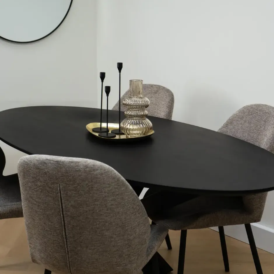 QUVIO Eettafel Sofia – Ovaal – 180x90 cm – Kruispoot – Zwart