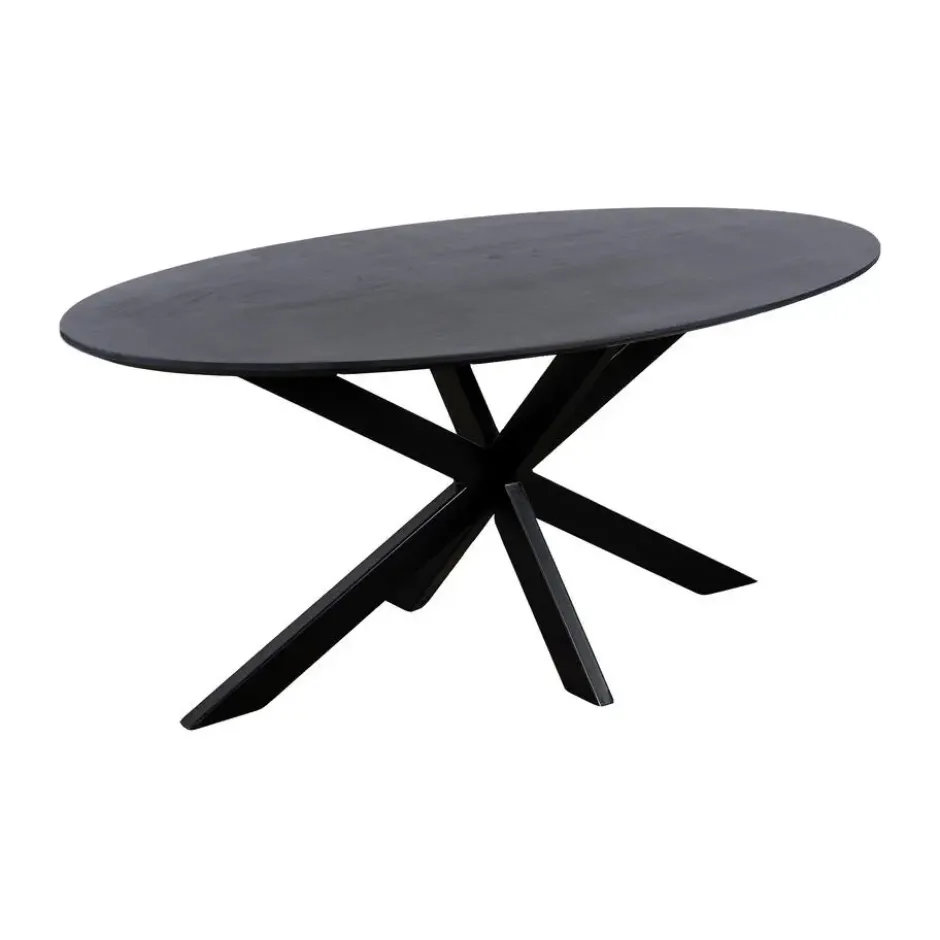QUVIO Eettafel Sofia – Ovaal – 180x90 cm – Kruispoot – Zwart