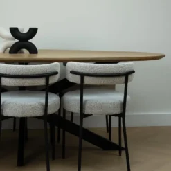 QUVIO Eettafel Sofia– Ovaal – 180x90 cm – Kruispoot – Naturel