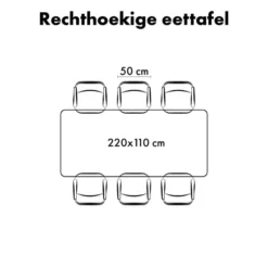 QUVIO Eettafel Sofia - Rechthoekig - FSC® - 220x110 cm - Zwart
