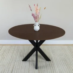 QUVIO Eettafel Sofia – Rond – Ø120 – Kruispoot – Bruin