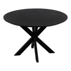 QUVIO Eettafel Sofia – Rond – Ø120 – Kruispoot – Mangohout – Zwart