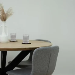 QUVIO Eettafel Sofia – Rond – Ø120 – Kruispoot – Naturel