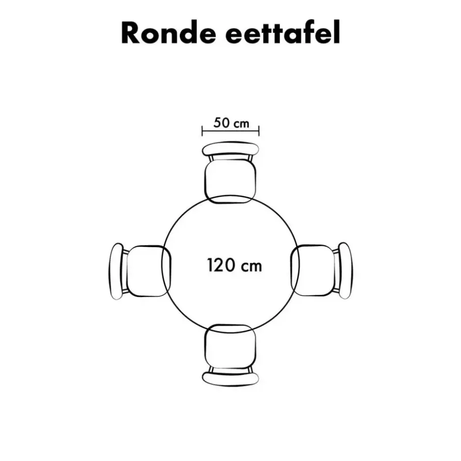 QUVIO Eettafel Sofia – Rond – Ø120 – Kruispoot – Naturel