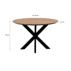 QUVIO Eettafel Sofia – Rond – Ø120 – Kruispoot – Naturel