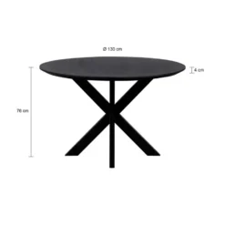 QUVIO Eettafel Sofia – Rond – Ø130 – Kruispoot – Zwart