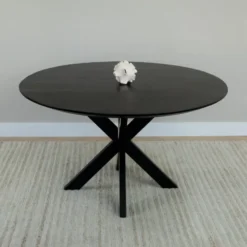 QUVIO Eettafel Sofia – Rond – Ø130 – Kruispoot – Zwart