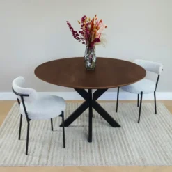 QUVIO Eettafel Sofia – Rond – Ø130 – Kruispoot – Bruin