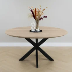 QUVIO Eettafel Sofia - Rond - Kruispoot - FSC® - ø150 cm - Naturel