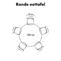 QUVIO Eettafel Sofia - Rond - Kruispoot - FSC® - ø150 cm - Naturel