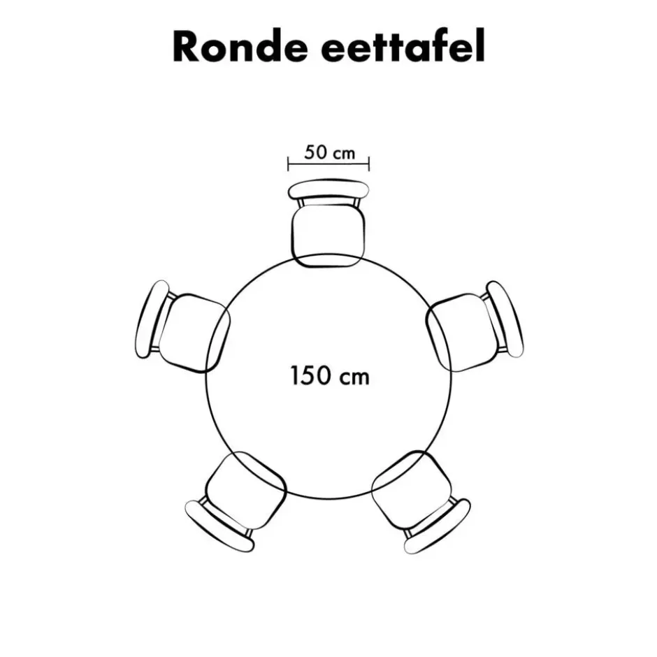 QUVIO Eettafel Sofia - Rond - Kruispoot - FSC® - ø150 cm - Zwart