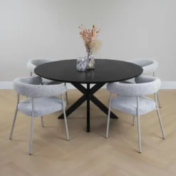 QUVIO Eettafel Sofia - Rond - Kruispoot - FSC® - ø150 cm - Zwart