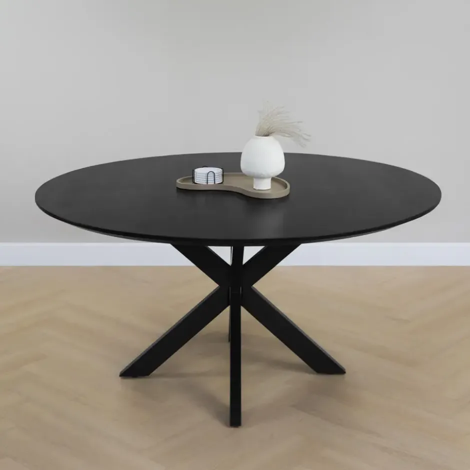 QUVIO Eettafel Sofia - Rond - Kruispoot - FSC® - ø150 cm - Zwart