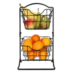 QUVIO Fruitmand - 2 laags - Metaal
