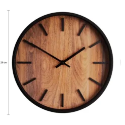 QUVIO Houtlook wandklok - ø29 cm - Kunststof - Zwart