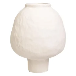 QUVIO Japandi vaas bolvormig keramiek - Gebroken wit - 21 cm