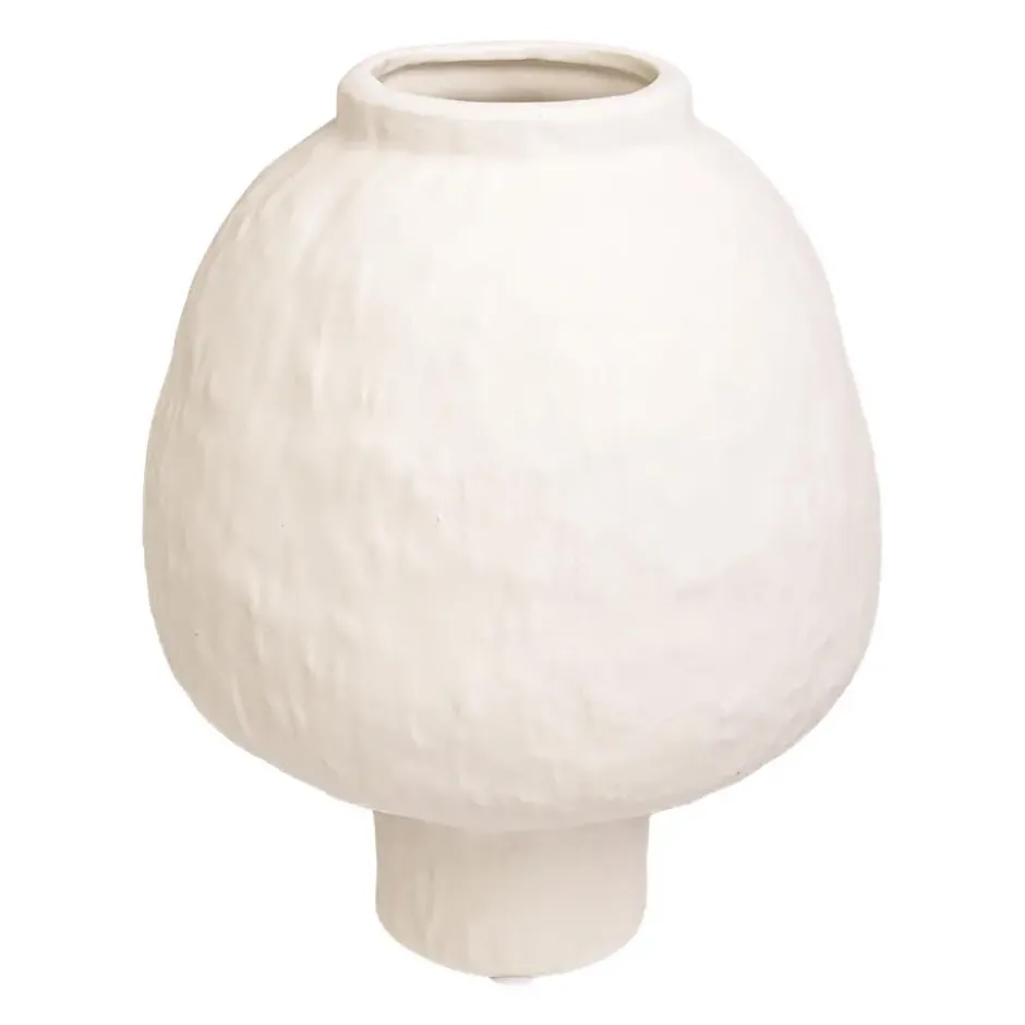 QUVIO Japandi vaas bolvormig keramiek - Gebroken wit - 21 cm