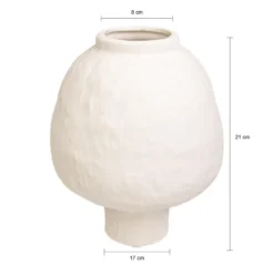 QUVIO Japandi vaas bolvormig keramiek - Gebroken wit - 21 cm