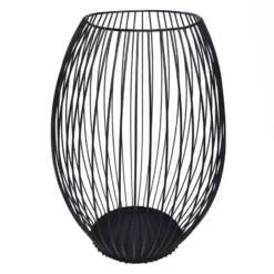 QUVIO Kaarsenhouder met frame - 24 cm - Rond - Metaal - Zwart