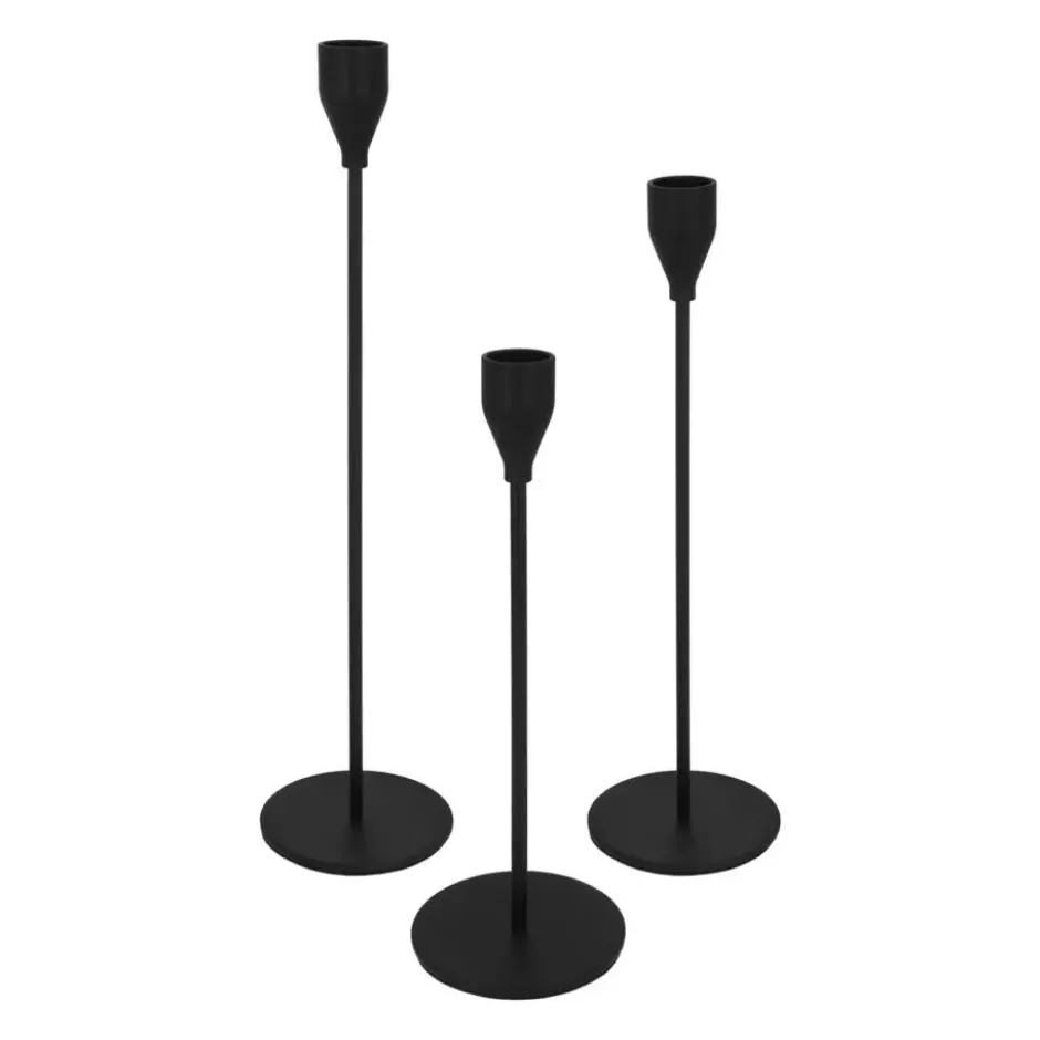 QUVIO Kaarsenstandaard set - 3 delig - Metaal - Zwart