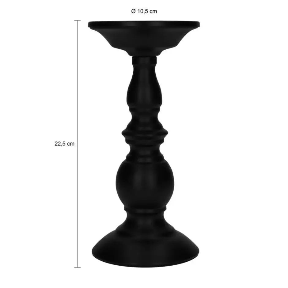 QUVIO Kandelaar - 21 cm - Metaal - Zwart