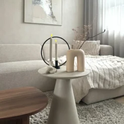QUVIO Kandelaar - Rond - 29 cm - Metaal - Zwart