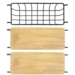 QUVIO Keukenrek wand staal en hout - Zwart en bruin