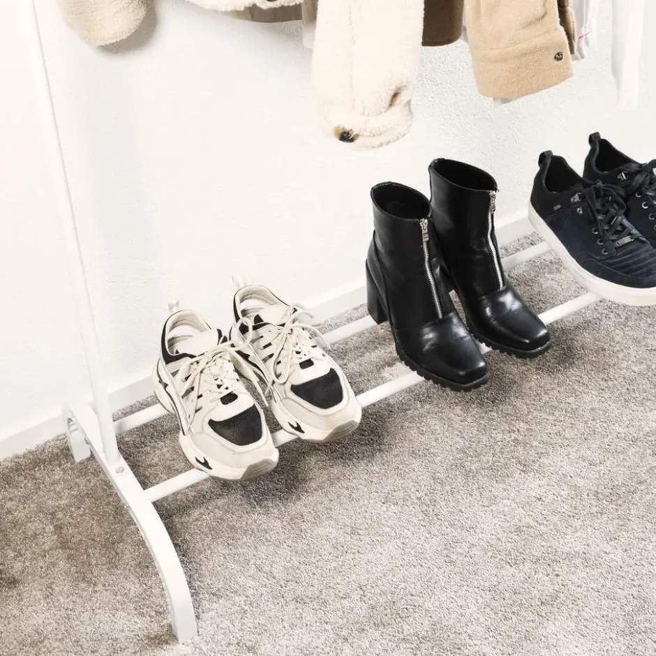 QUVIO Kledingrek met schoenen opbergruimte - Wit