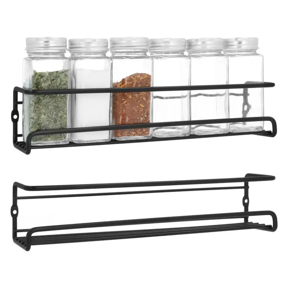 QUVIO Kruiden plank set van 2 - Metaal - Zwart