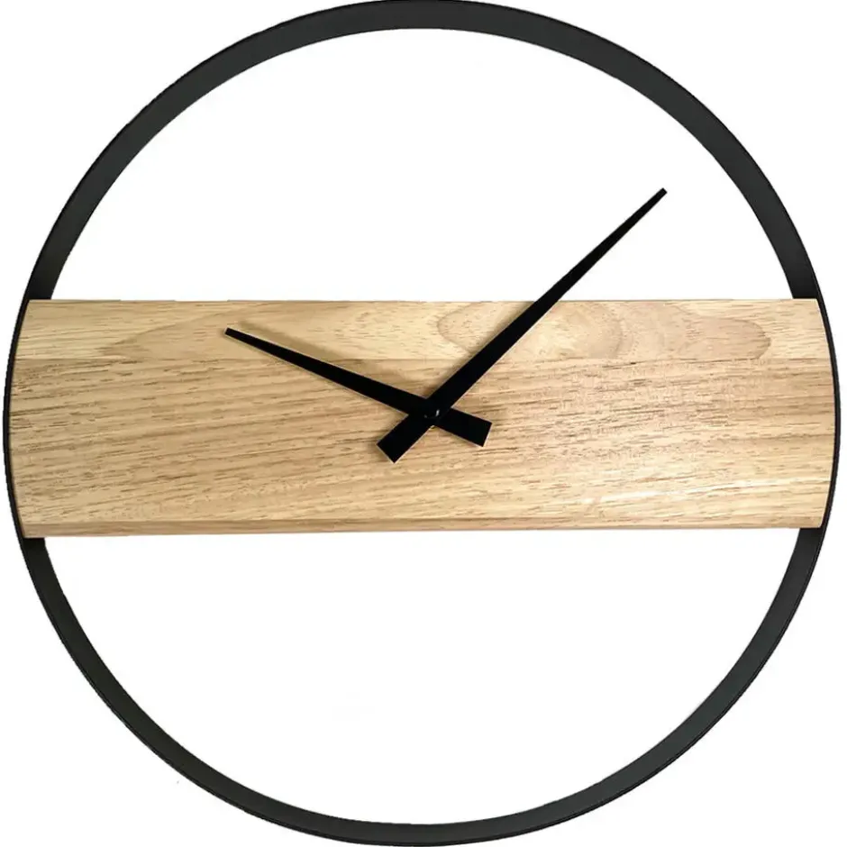 QUVIO Minimalistische klok bruin en zwart