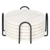QUVIO Onderzetter set van 6 met houder - Marmer look - Wit