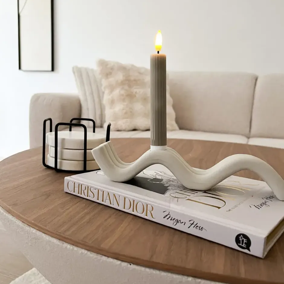 QUVIO Onderzetter set van 6 met houder - Marmer look - Wit