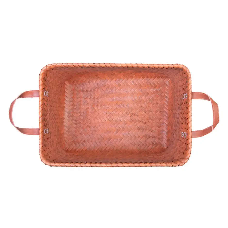 QUVIO Opbergmand gevlochten - Rechthoek - Rotan - 38x28x24 cm - Bruin