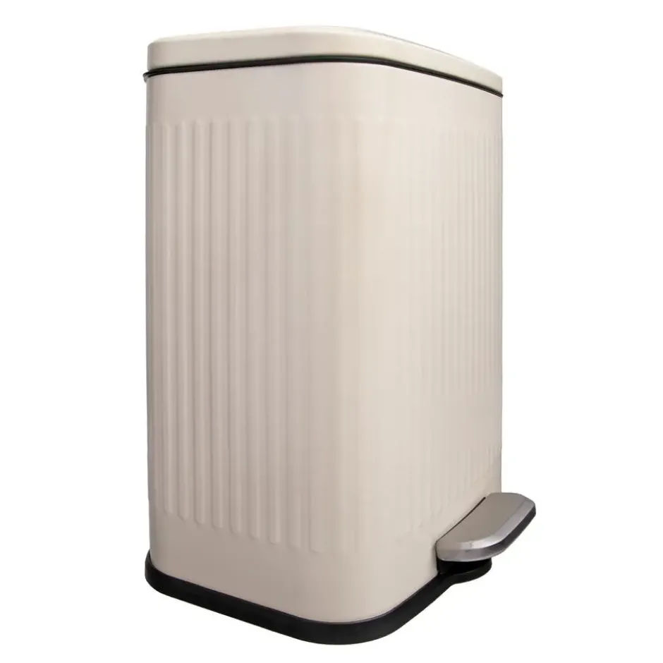 QUVIO Prullenbak 13 L - Rechthoekig afgerond - Metaal - Beige
