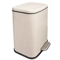 QUVIO Prullenbak 13 L - Rechthoekig afgerond - Metaal - Beige