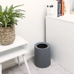 QUVIO Prullenbak plastic met binnenemmer - 12 L - Donker grijs