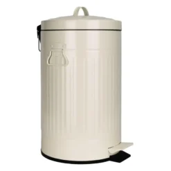 QUVIO Prullenbak retro - 12 L - Metaal - Beige