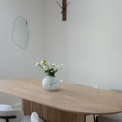 QUVIO Rechthoekige wandklok – 40cm – Hout – Donkerbruin