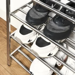 QUVIO Schoenenrek RVS met 5 planken