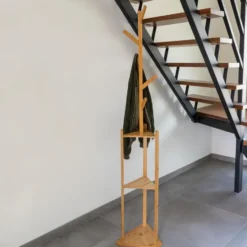 QUVIO Staande kapstok met plank - Licht bruin