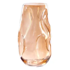 QUVIO Vaas gekreukt - Maat L - Glas - Beige