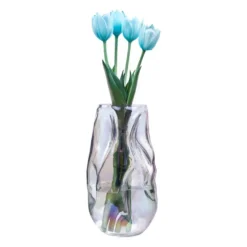 QUVIO Vaas ingedeukt – Maat L – Glas - Parelmoer