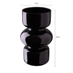 QUVIO Zandloper vaas - Glas - ø9x18 cm - Zwart