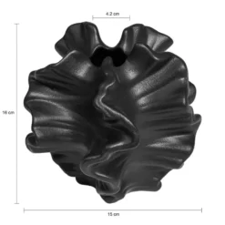 QUVIO Zwarte vaas – Keramiek – Coral – 15x15x16 cm - Zwart