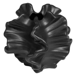 QUVIO Zwarte vaas – Keramiek – Coral – 15x15x16 cm - Zwart