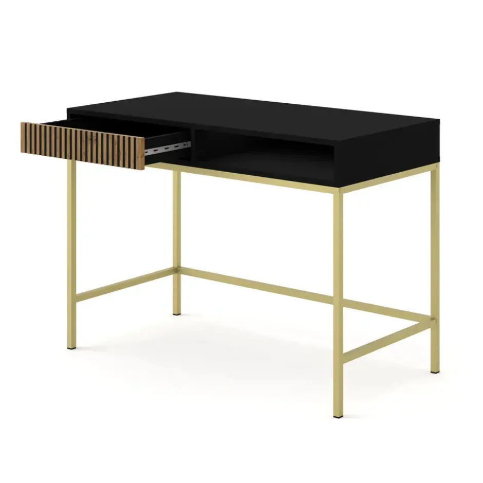 Ravenna Kaptafel - Mat zwart / Artisan eik- Metaal
